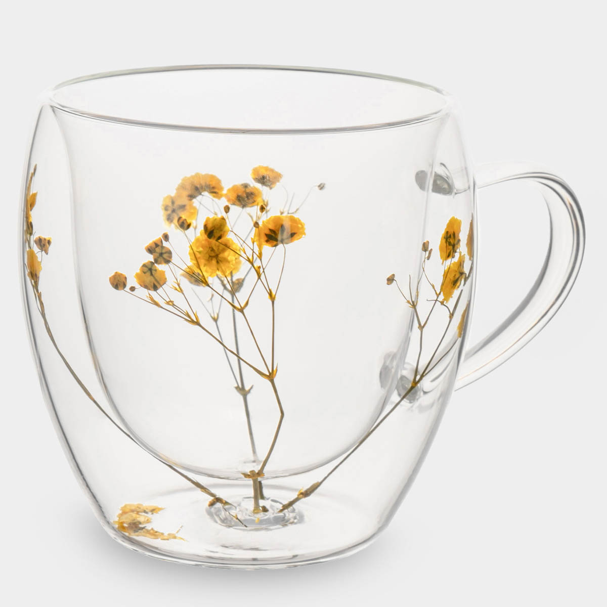 Кружка с сухоцветами внутри Anna Lafarg Лимоны Желтые цветы