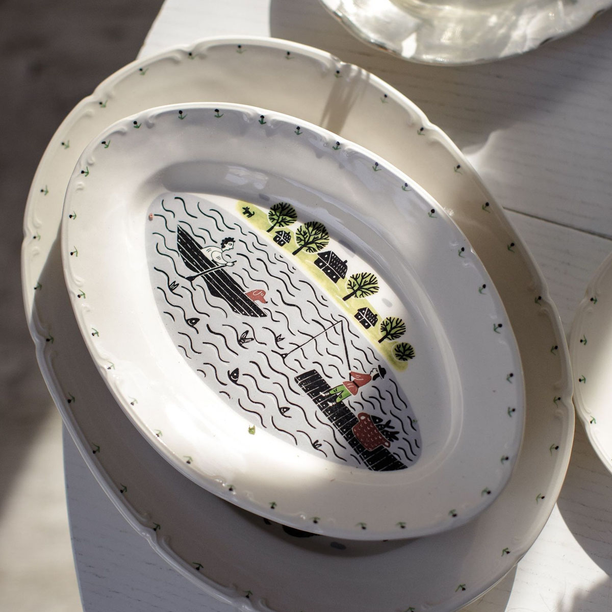 Блюдо овальное Дымов Керамика Огород Уткина Рыбалка