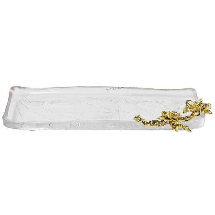 Поднос Garda Décor с золотым цветком 35x14x5см