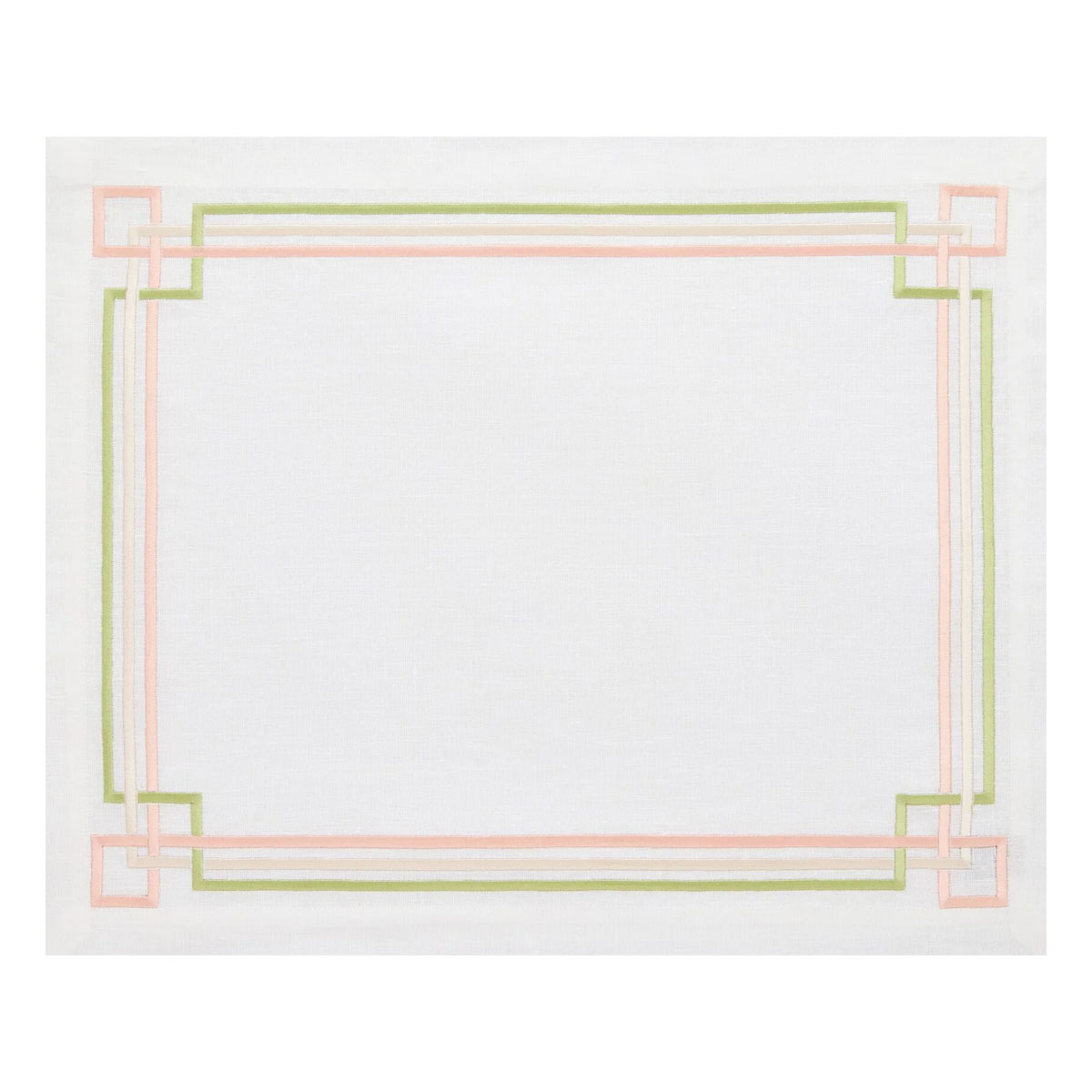 Салфетка подстановочная Amitile Классик 40х50см, лен белый с салатово-розовой вышивкой