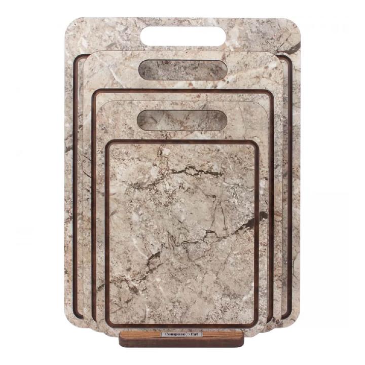 Набор разделочных досок на подставке ComposeEat Everyday мрамор серый, 3шт