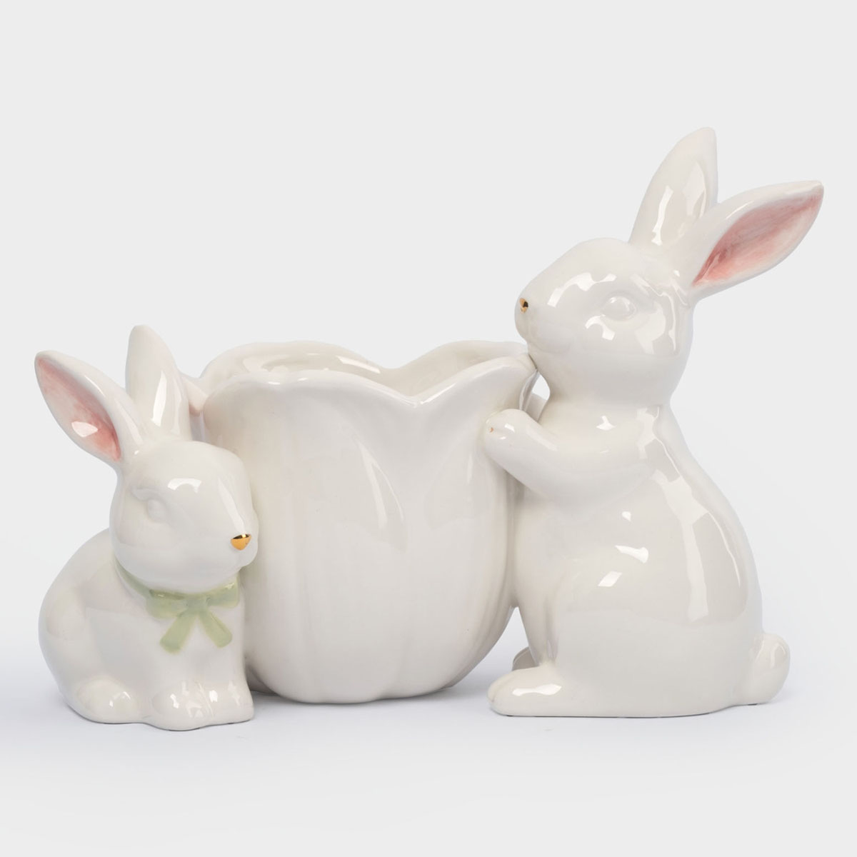 Конфетница Anna Lafarg Пасха Золотая Кролики с цветком