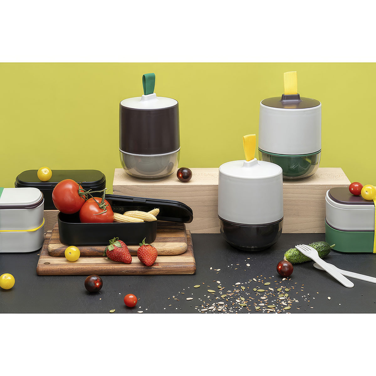 Ланч-бокс с приборами Smart Solutions Food Time, черный