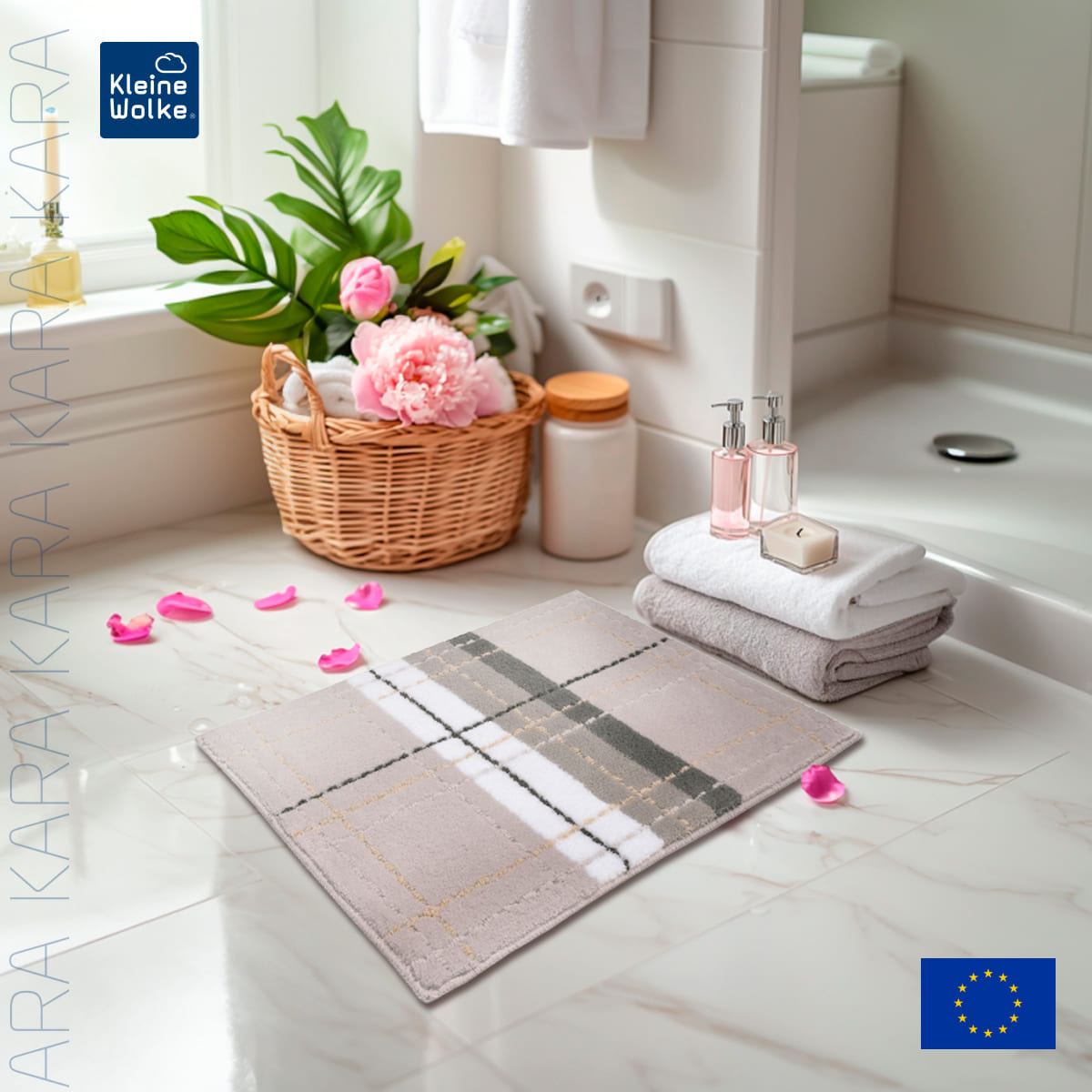 Коврик для ванной комнаты Kleine Wolke Kara 70x120см, цвет светло-серый