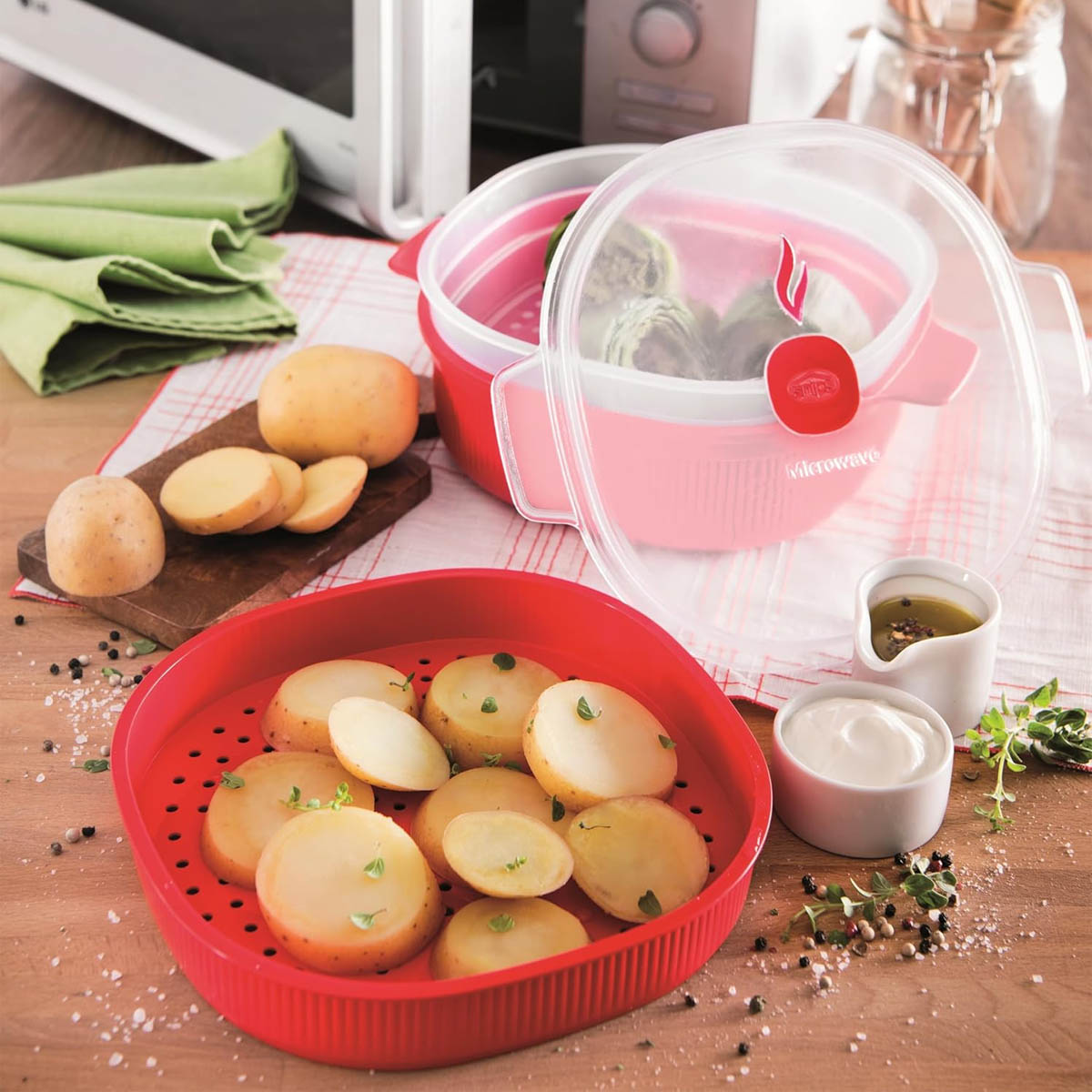 Емкость для приготовления на пару в микроволновой печи Snips MICROWAVE 4л, цвет  красный