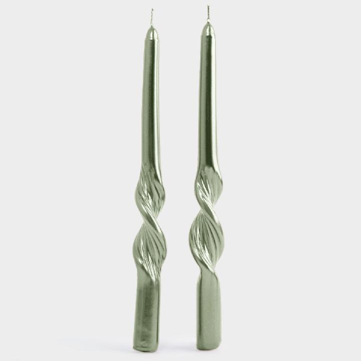 Набор свечей витых Anna Lafarg Новый Год green, 2шт