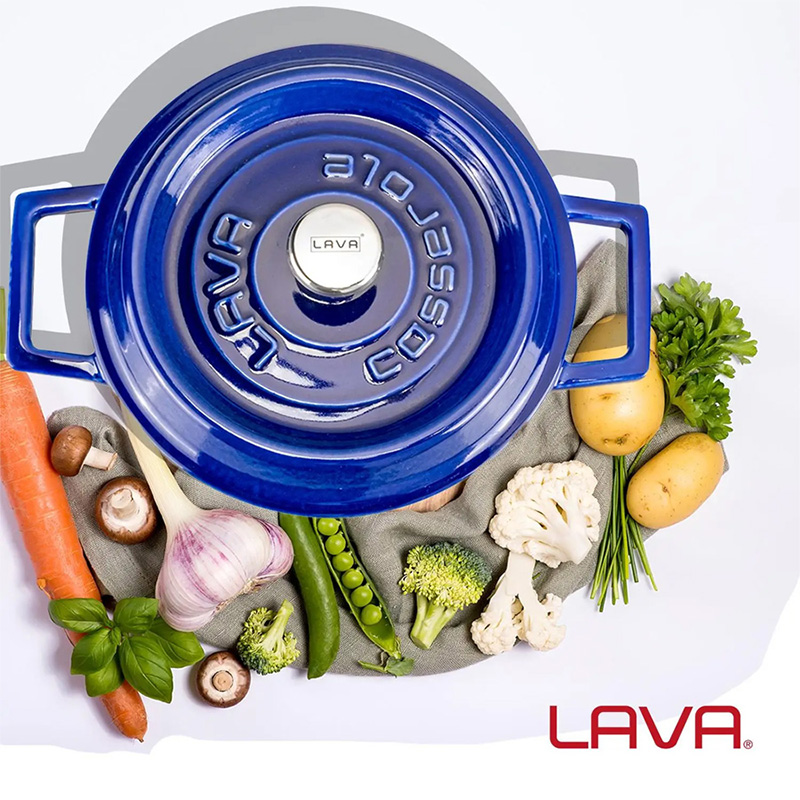 Кастрюля чугунная Lava 2,82л, цвет голубой