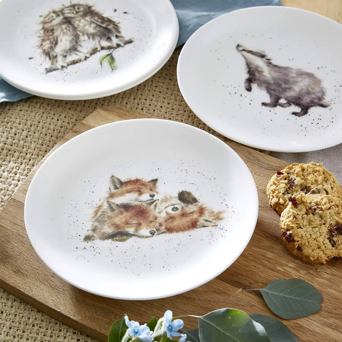 Набор тарелок закусочных Royal Worcester’s Wrendale Designs Барсук, еж, лиса, сова 4шт