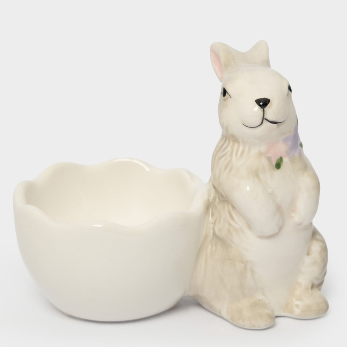 Подставка для яйца Anna Lafarg Пасха Натуральная Кролик с цветами 8см