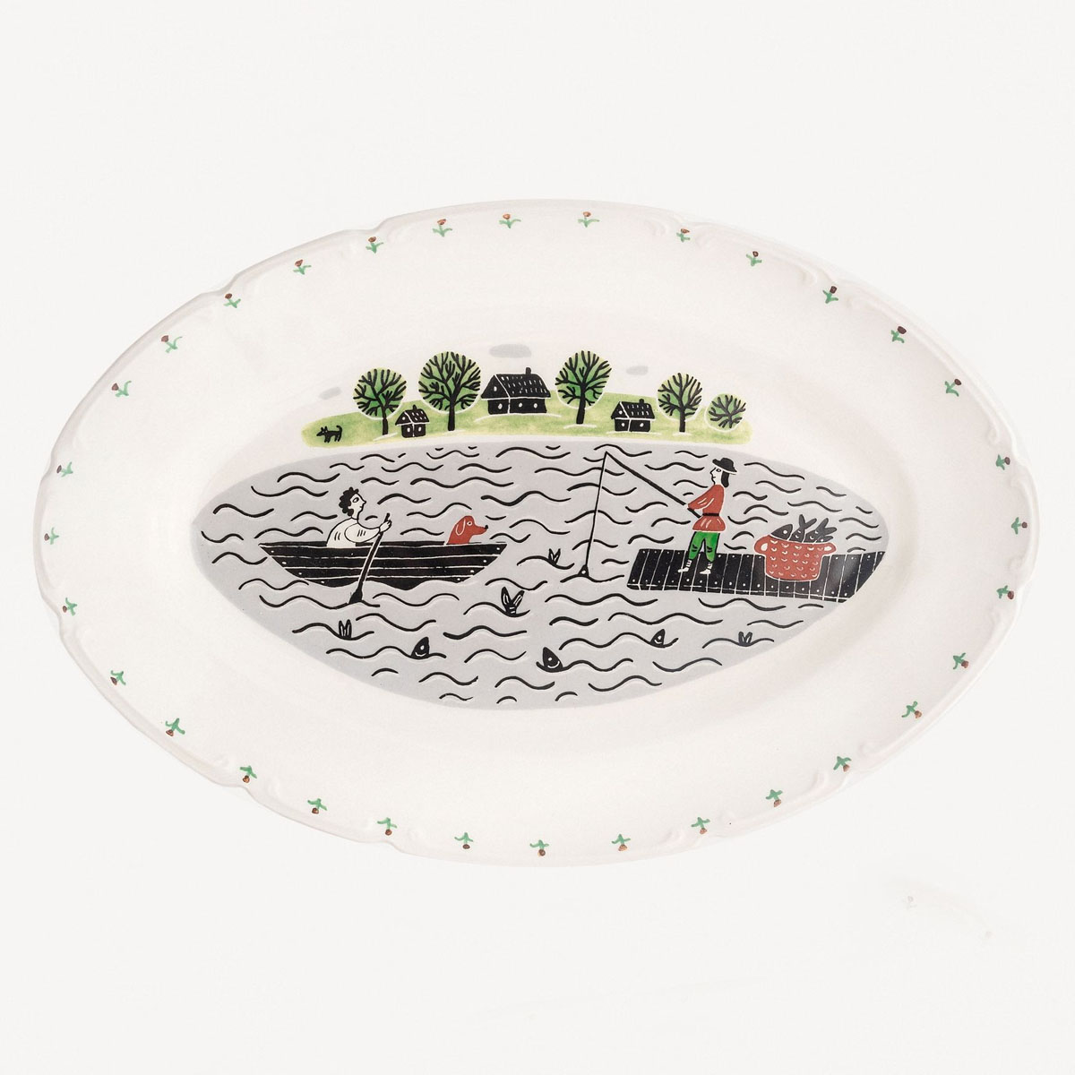 Блюдо овальное Дымов Керамика Огород Уткина Рыбалка