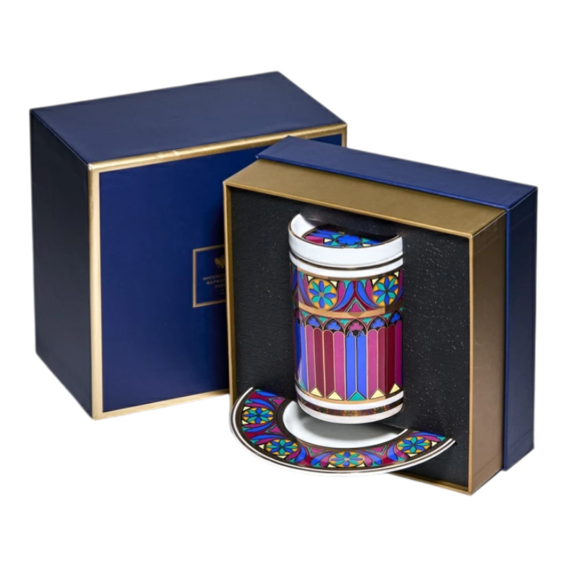 Кружка с блюдцем и крышкой Императорский фарфоровый завод Готический 390мл