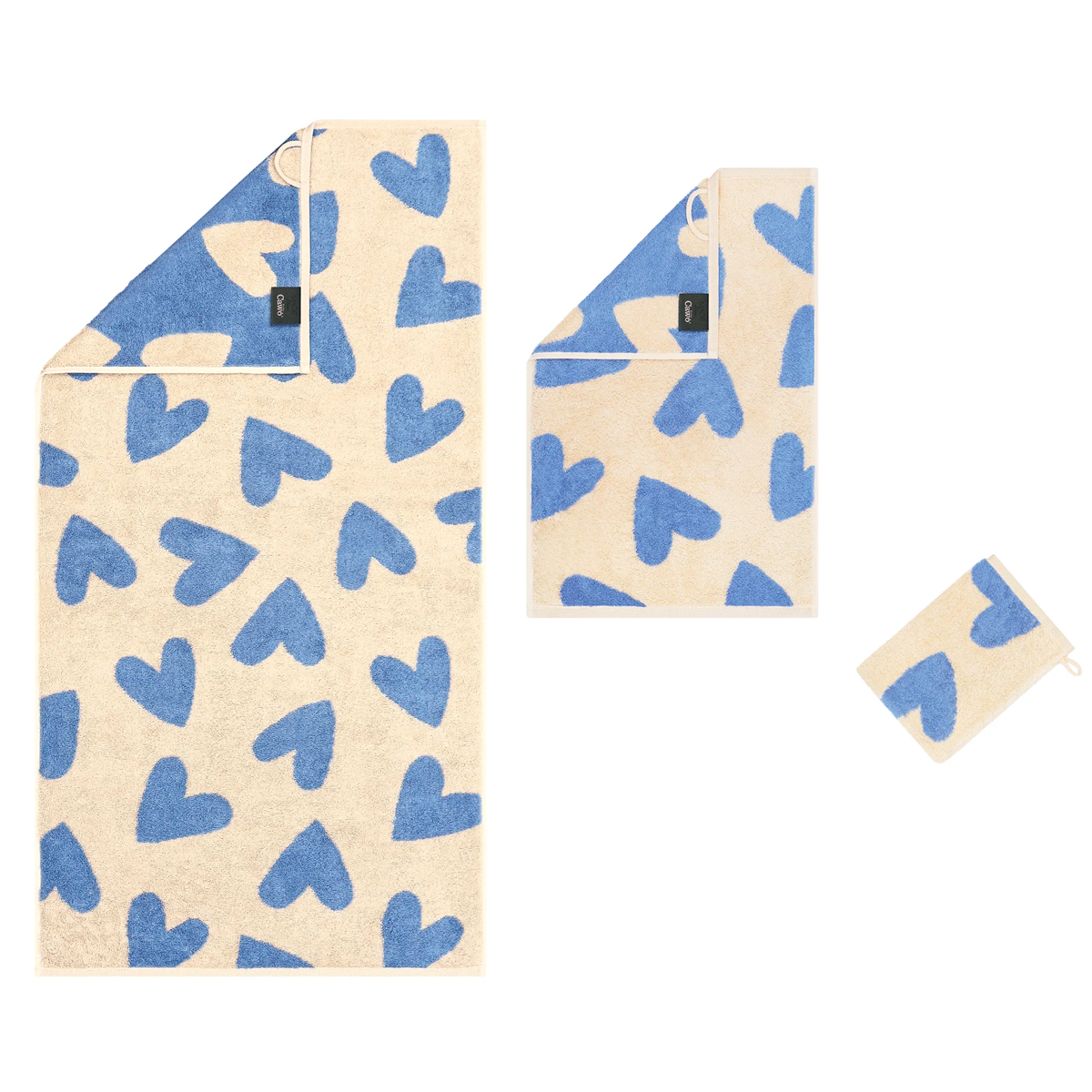 Полотенце Cawo Heart Beats 70x140см, цвет небесно-голубой