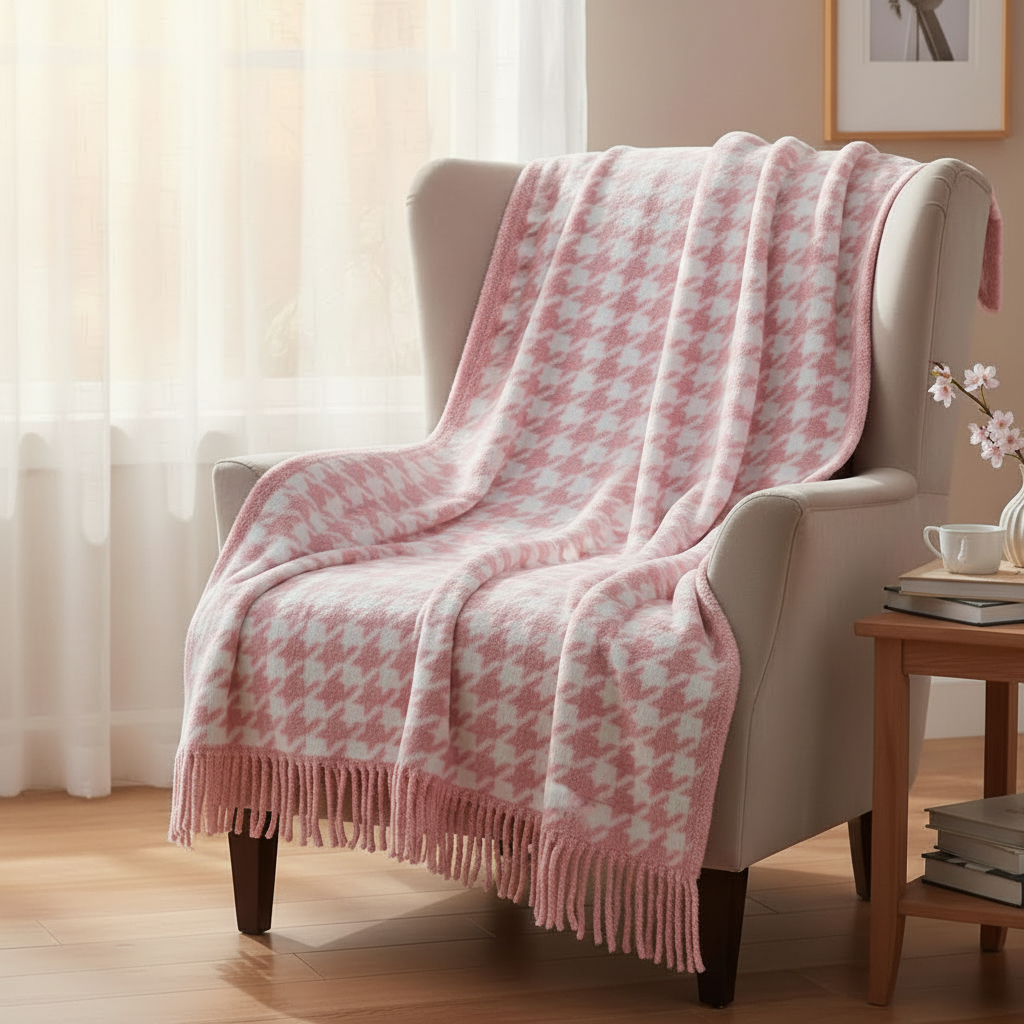 Плед 200x220см Pappel Scotch Jacquard, розовый