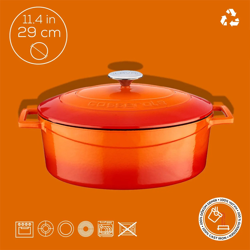 Утятница чугунная Lava 4,67л, цвет оранжевый