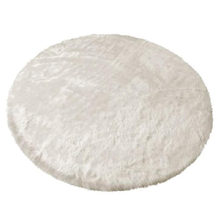 Коврик меховой Shahintex круглый, белый кролик