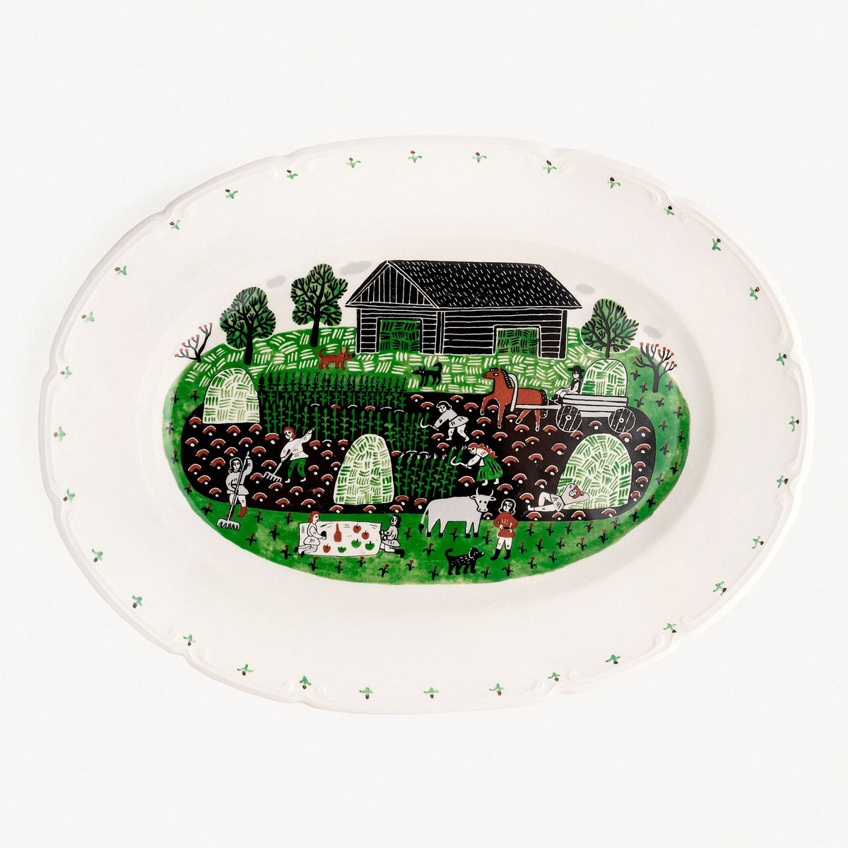 Блюдо овальное Дымов Керамика Огород Уткина Жатва