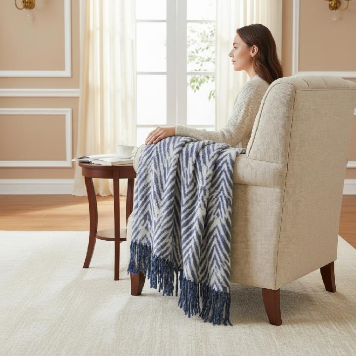 Плед 200x220см Pappel Scotch Jacquard, бежевый