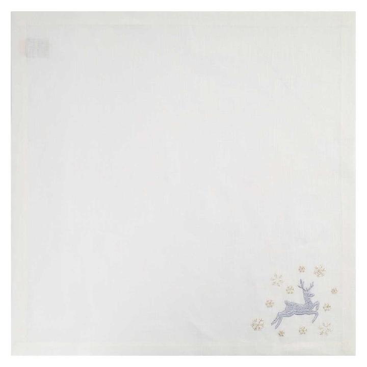 Салфетка сервировочная Amitile Олень, цвет белый вышивка цветная