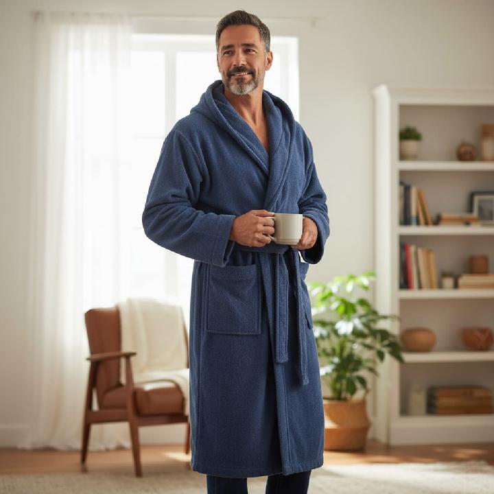 Халат махровый Cogal Basic Blue размер L, синий