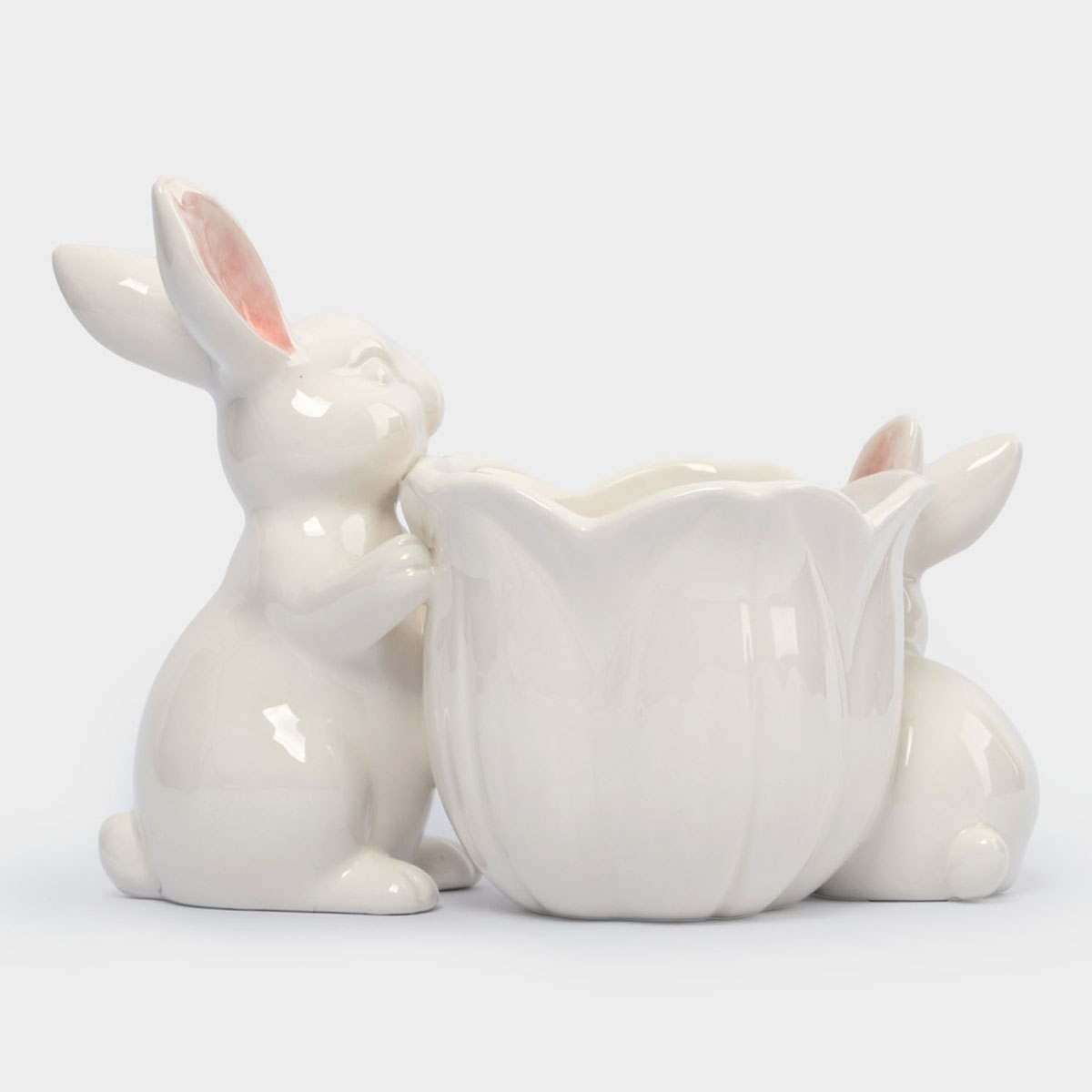 Конфетница Anna Lafarg Пасха Золотая Кролики с цветком