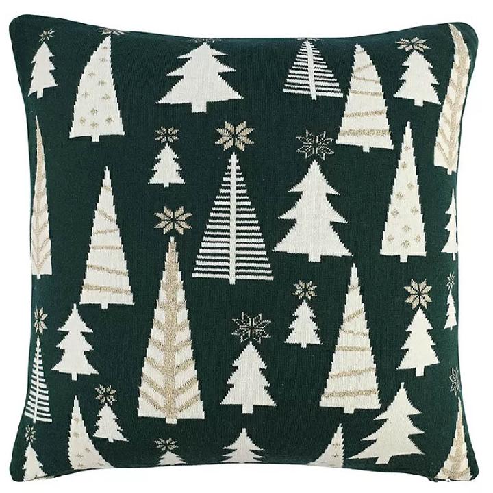 Подушка вязаная с новогодним рисунком Tkano New Year Essential Whitewood