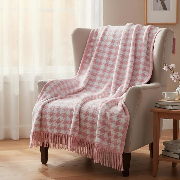 Плед 200x220см Pappel Scotch Jacquard, розовый