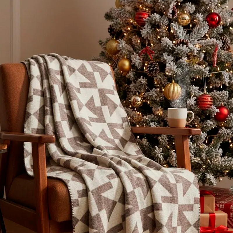 Плед 150x200см Pappel Scotch Jacquard, серый с белым