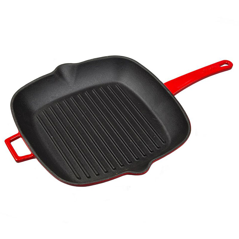 Сковорода-гриль чугунная Lava 3 секции, цвет красный