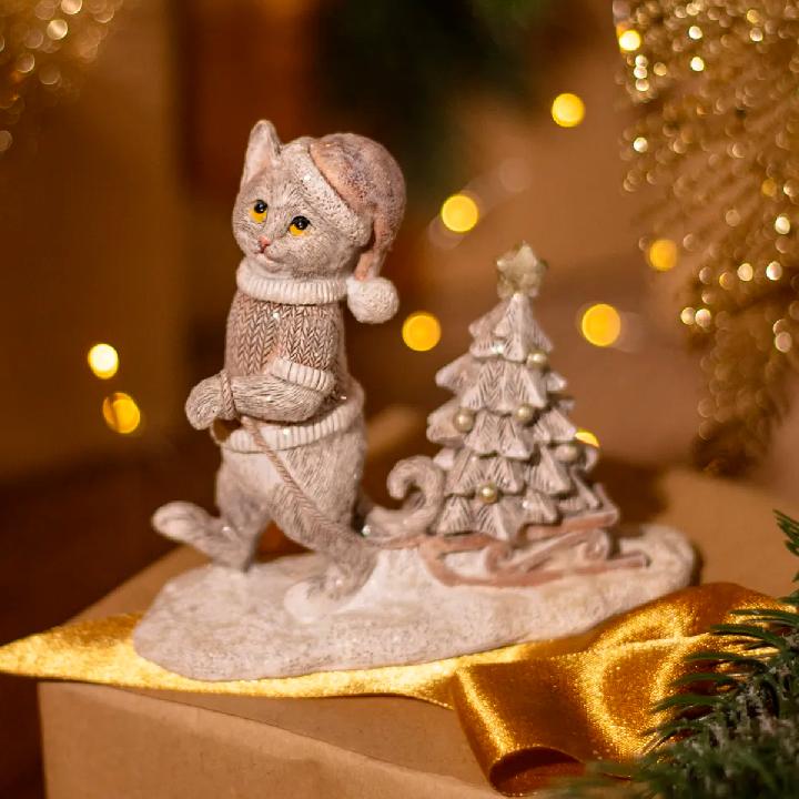 Статуэтка Lefard Новый Год! Котик с елочкой