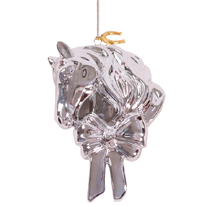 Новогоднее подвесное украшение Magic Time Символ года Голова лошади, серебро