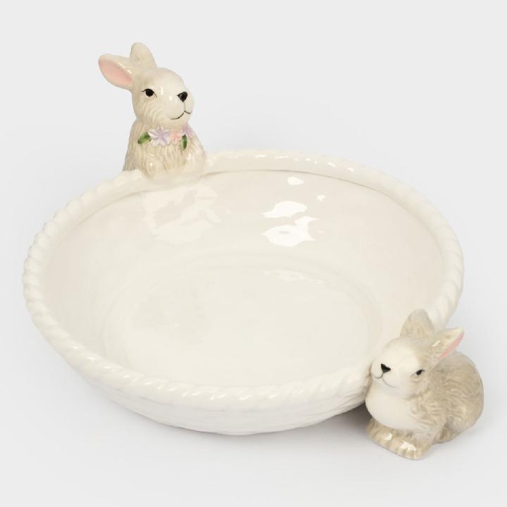 Ваза для фруктов Anna Lafarg Пасха Натуральная Кролики с корзинкой