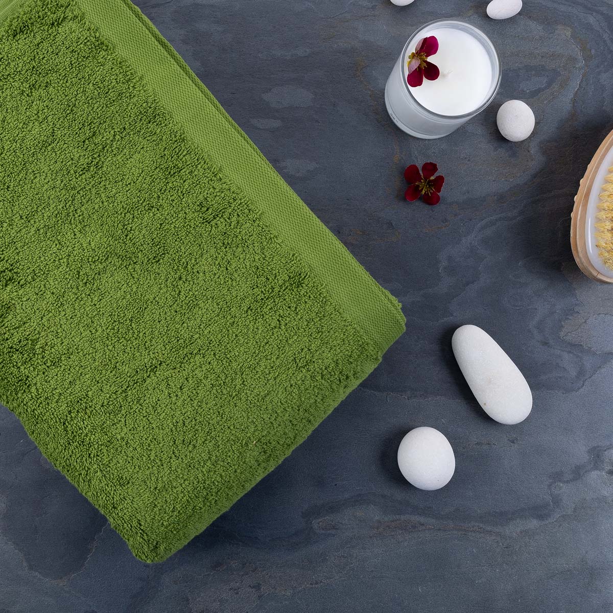 Полотенце махровое Lameirinho Aqua 70x140см, цвет оливковый