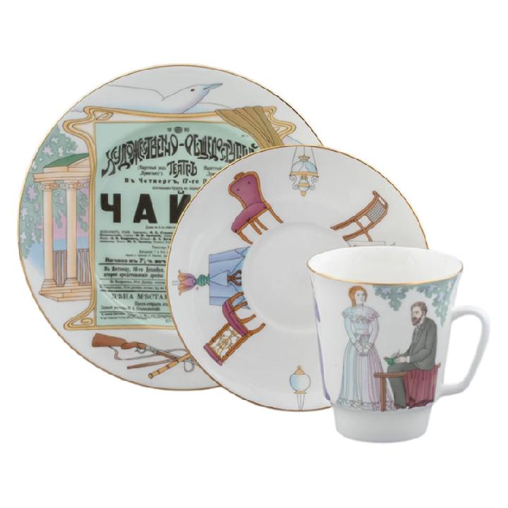 Набор чайный 3 предмета Императорский фарфоровый завод Чайка