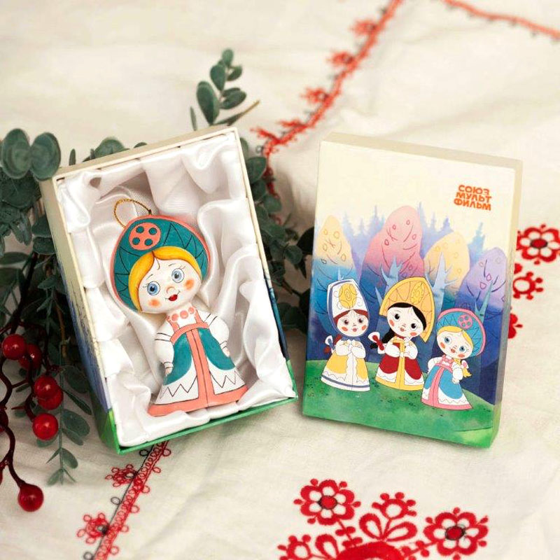 Елочная игрушка Ярославская Керамическая Мануфактура Василиса премудрая в бирюзовом сарафане