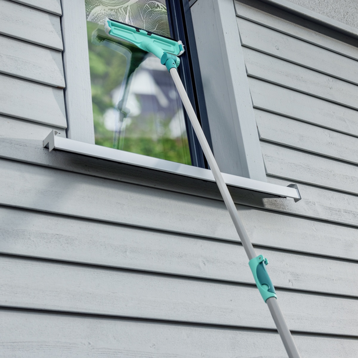 Щетка Leifheit W&F Cleaner L для мытья окон с губкой и телескопической ручкой, 130-210см