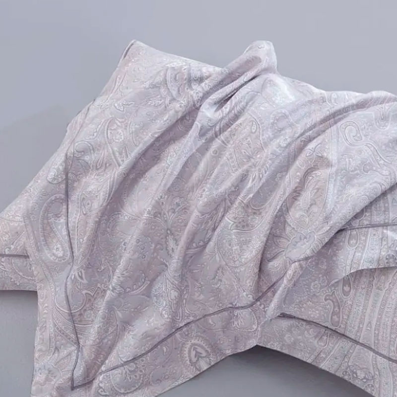 Комплект постельного белья евро Anabella Asabella, узор пейсли на светло-сером