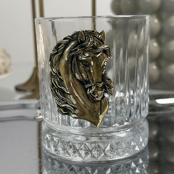 Бокал для виски Город Подарков Элизия с накладкой Лошадь в картонной коробке