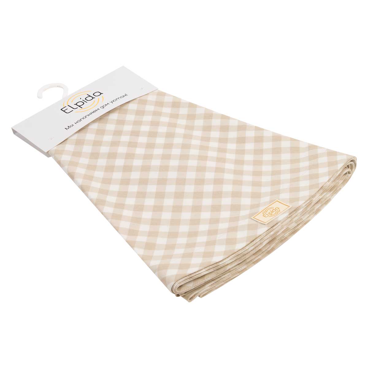 Скатерть круглая Elpida Клетка бежевая крупная 170см