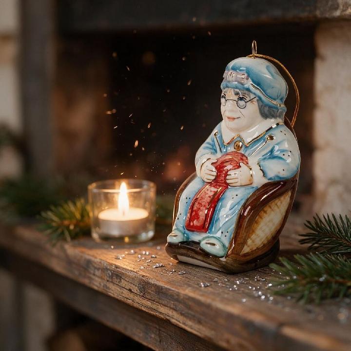 Елочная игрушка Лефортовский фарфор Бабушка из Красной шапочки