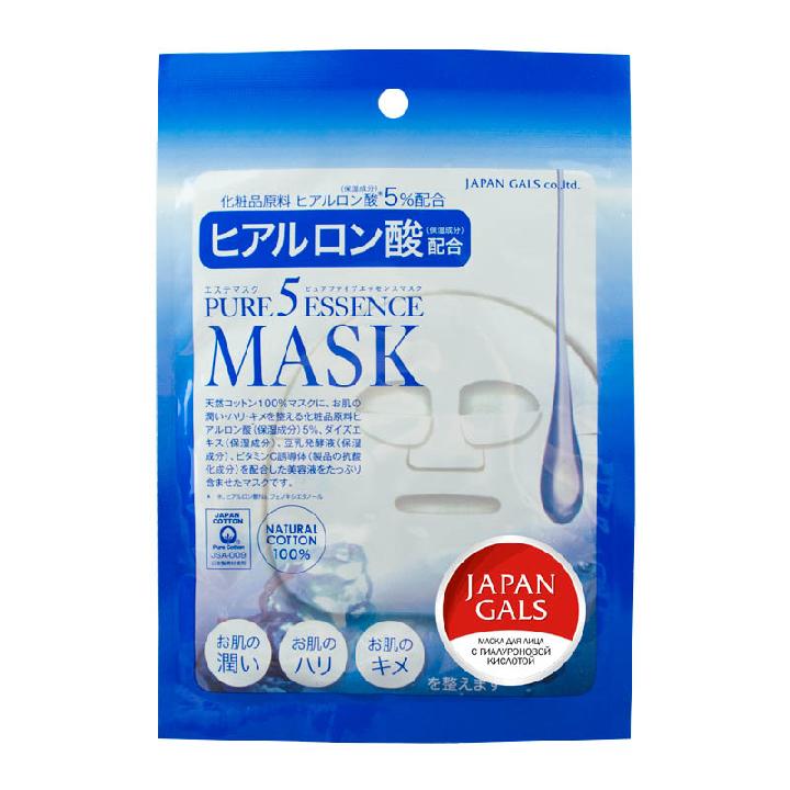 Маска для лица Japan Gals Pure5 Essential с гиалуроновой кислотой, 1шт