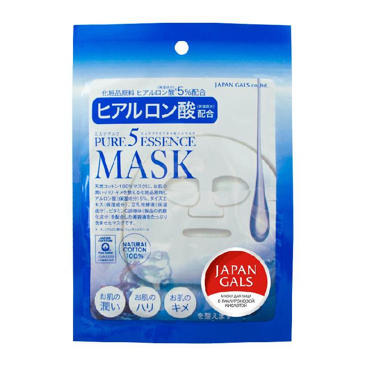 Маска для лица Japan Gals Pure5 Essential с гиалуроновой кислотой, 1шт