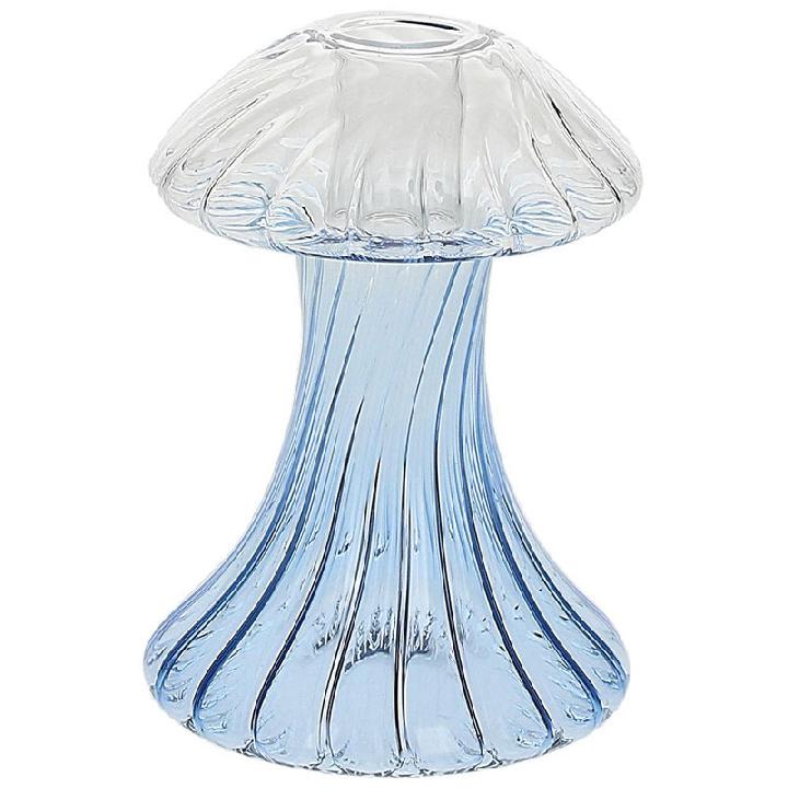 Подсвечник Andrea Fontebasso Glass Design Mushroom 13см, голубой