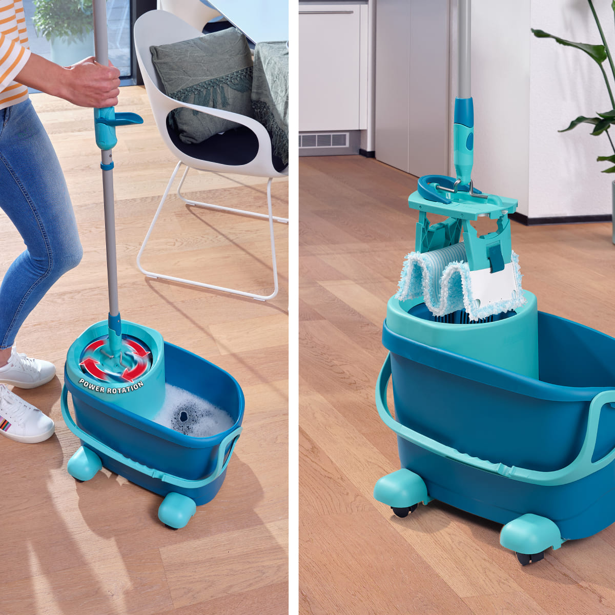 Комплект для влажной уборки Leifheit Clean Twist M Ergo швабра и ведро на колесиках