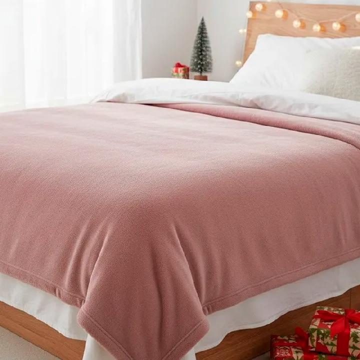 Плед 150x200см Pappel Cotton, розовый с серым