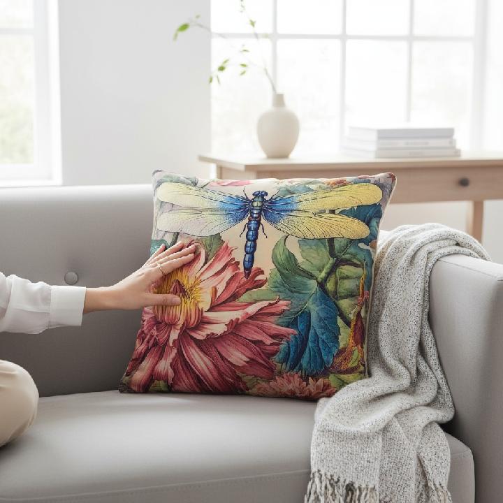 Подушка декоративная Фабрика Цветы Стрекоза