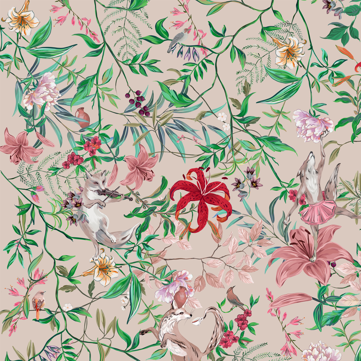 Комплект постельного белья евро без простыни Mollen Premier Корсак, пудровый