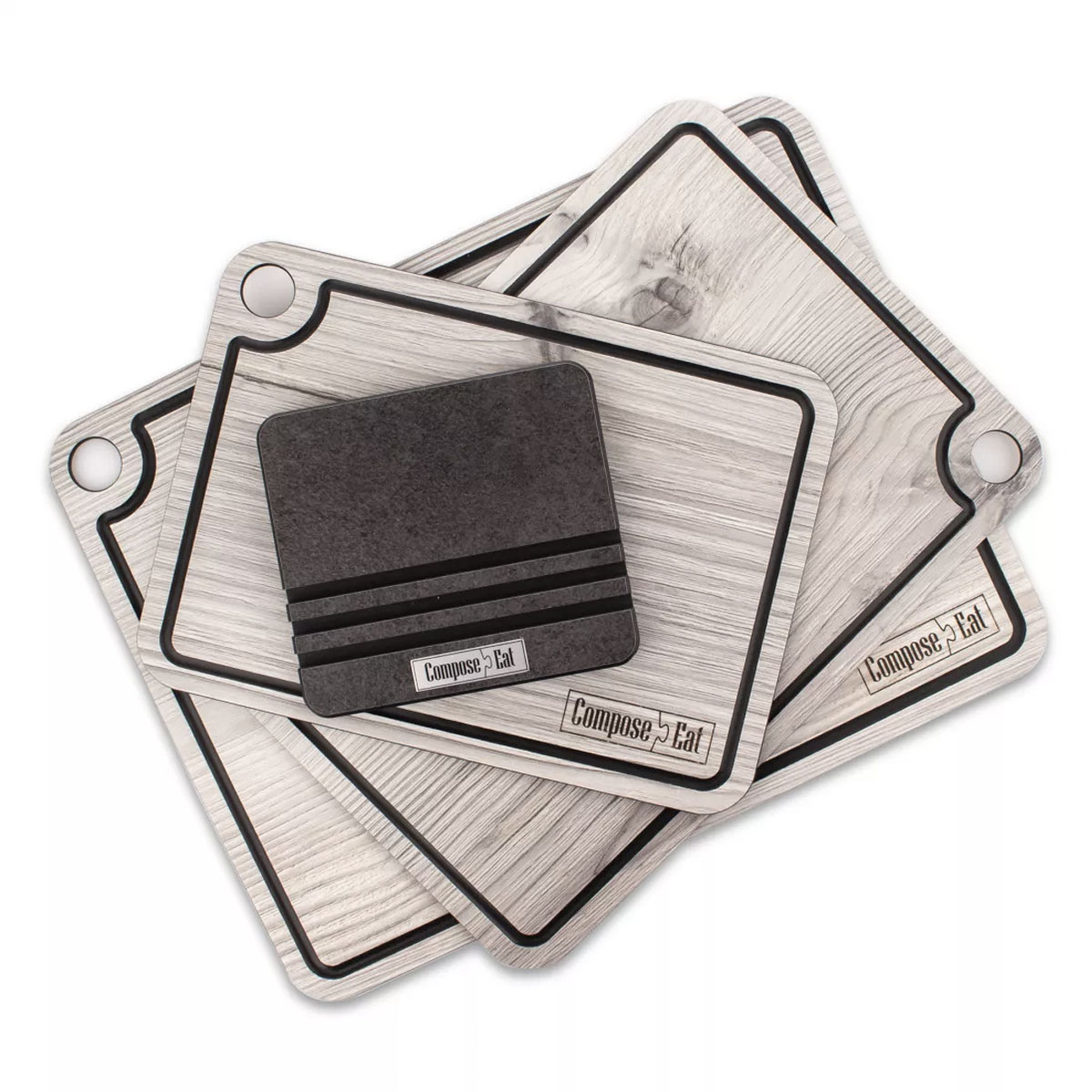 Набор разделочных досок на подставке ComposeEat Elegance белое дерево