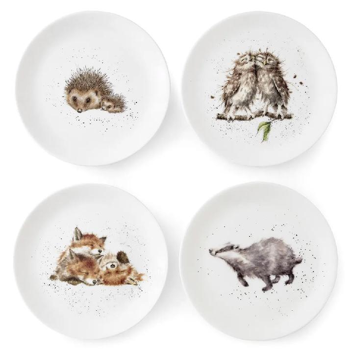 Набор тарелок закусочных Royal Worcester’s Wrendale Designs Барсук, еж, лиса, сова 4шт