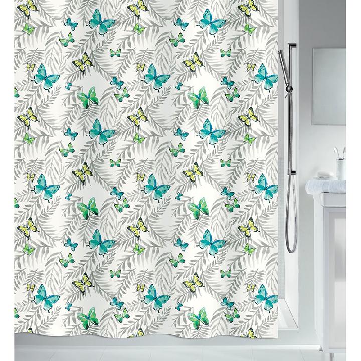 Штора для ванной Spirella Papillons, 180х180см, полиэстер, цвет зеленый
