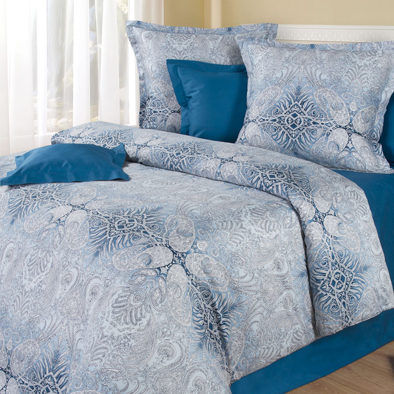 Комплект постельного белья 2-спальный Balimena Магия Шелка Персидская Ночь, синий с серым